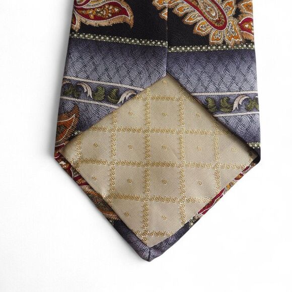 Foxx & Hawkfield Vintage Paisley Design Made in USA Silk Tie - Picture 4 of 5